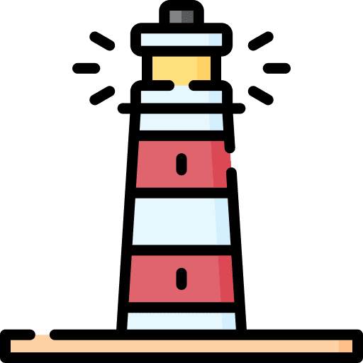 Lighthouse guide illumination architecture and city icon Lighthouse guide illumination architecture and city icon