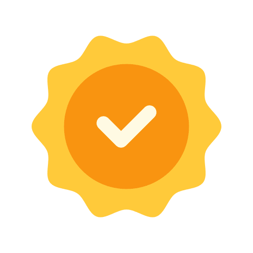 Quality verified badge check mark icon