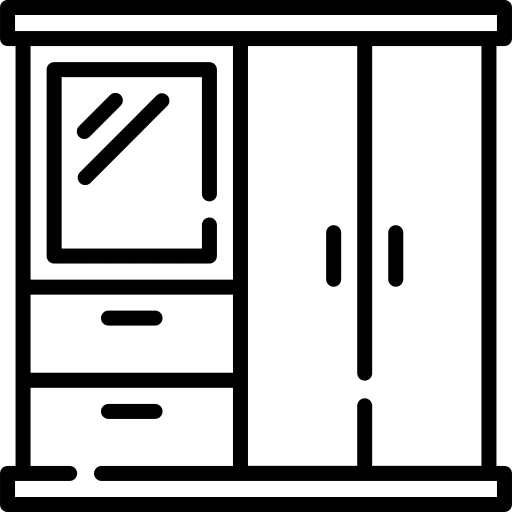 Wardrobe clothes dressing furniture and household icon