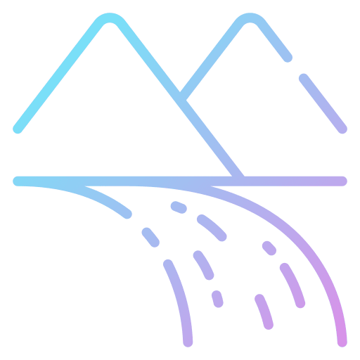 River lake hill scenery icon River lake hill scenery icon