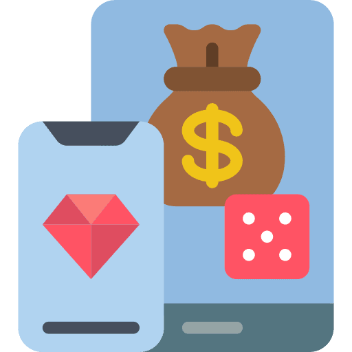 Devices mobile phone monitor money bag icon