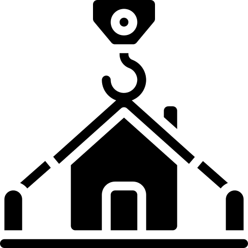 Crane lifting lift house icon