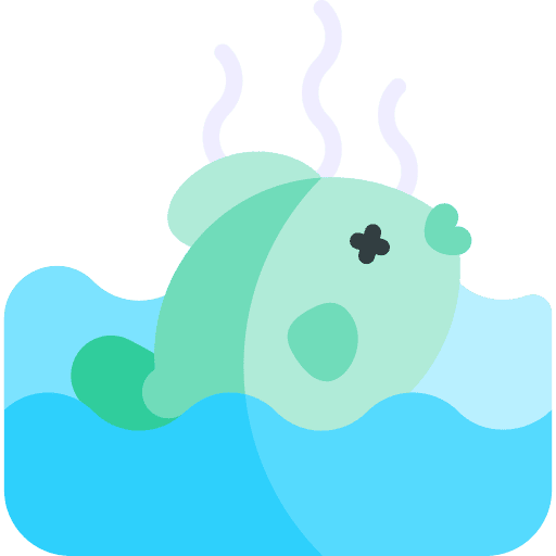 Dead fish ocean water sea icon