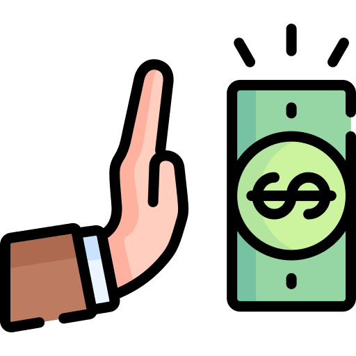 Refuse dollar symbol decline reject icon