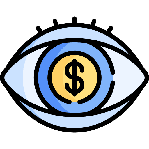 Eye view money vision icon