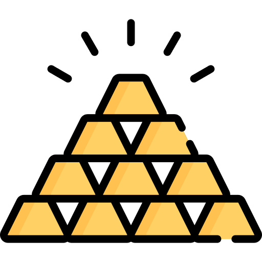 Gold ingots business and finance wealth treasure icon