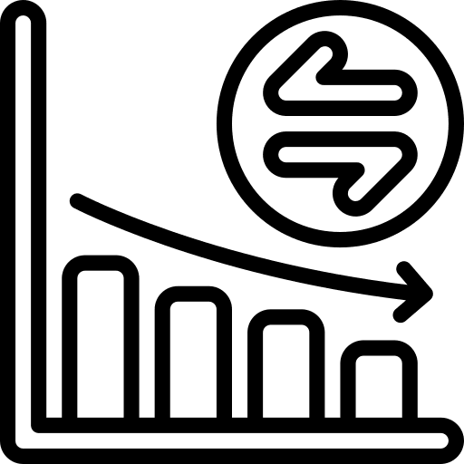 Chart business and finance down arrow graph icon