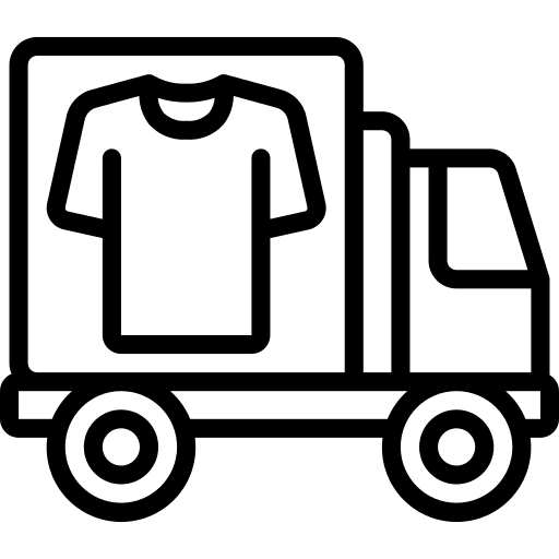 Van clothing shipping and delivery truck icon