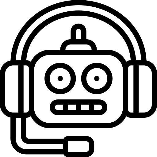 Customer support robotics communications assistance icon