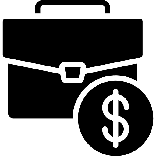 Briefcase business and finance work cash icon