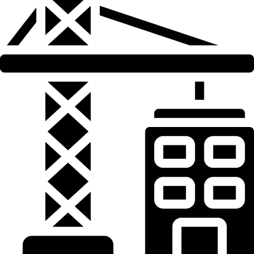 Building crane home construction and tools icon