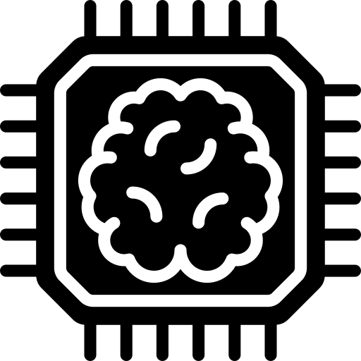 Artificial intelligence brain programming chip icon