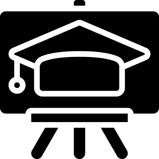 Whiteboard mortarboard teaching education icon