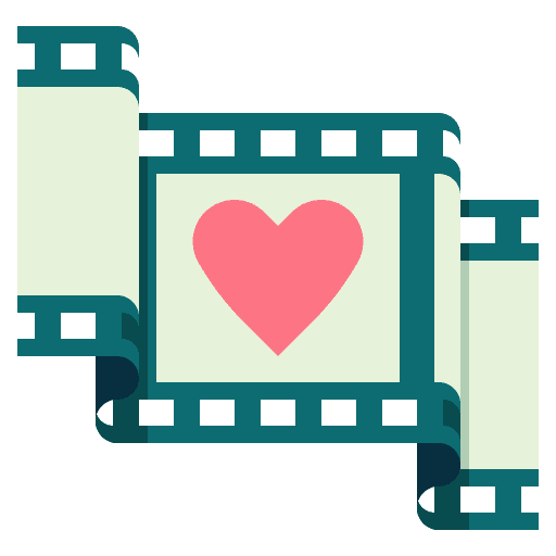Romantic film entertainment wedding video memories icon