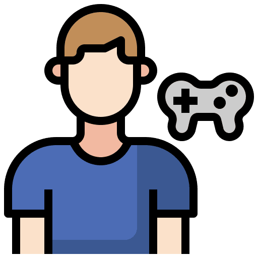 Gamer people virtual reality job icon Gamer people virtual reality job icon