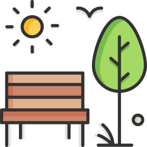 Garden architecture and city nature park icon