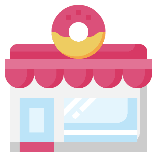 Donut shop bakery commerce building icon