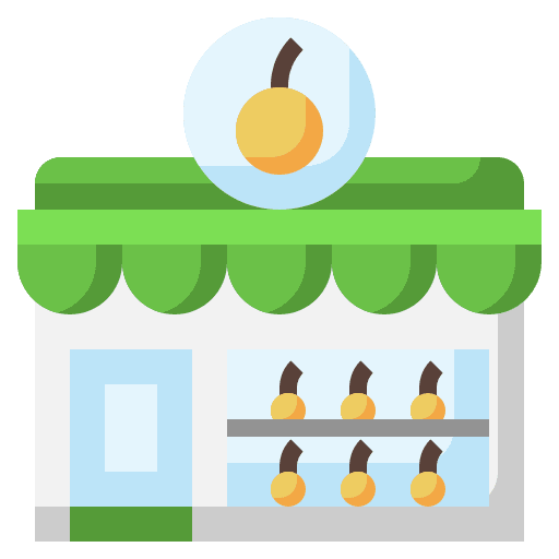 Fruit shop stall shop architecture and city icon