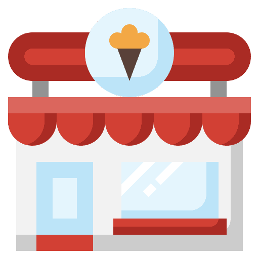 Ice cream shop architecture and city sweet ice cream icon