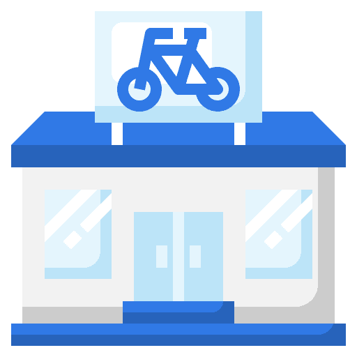 Bike shop bicycle architecture and city store icon Bike shop bicycle architecture and city store icon