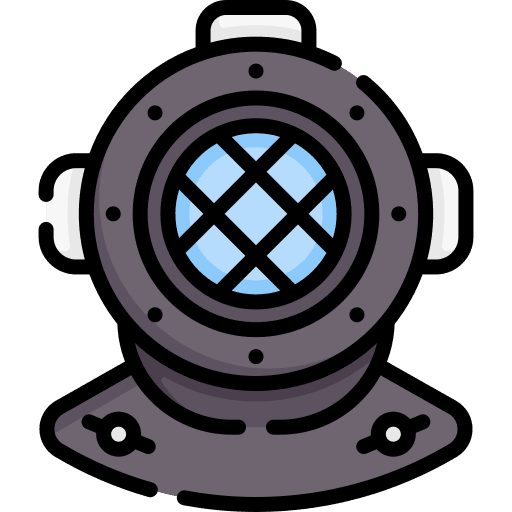 Diving helmet sports and competition helmet water sports icon