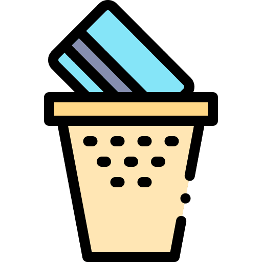 Trash bin debit card payment method business and finance icon Trash bin debit card payment method business and finance icon
