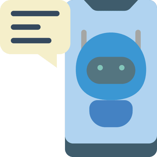 Mobile chat robot communications icon Mobile chat robot communications icon