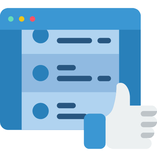 Browser react feed thumbs up icon