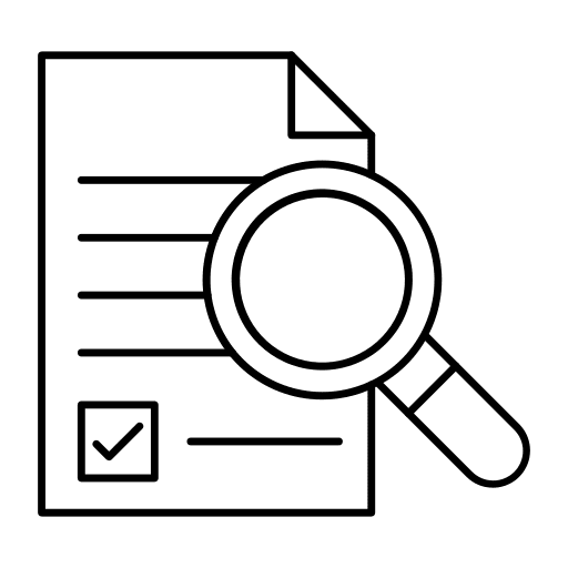Document magnifier checklist files and folders icon