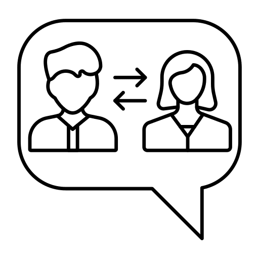 Couple opposite arrows couple message icon
