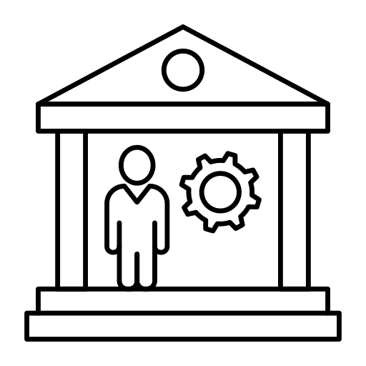 Bank gear cogwheel bank icon