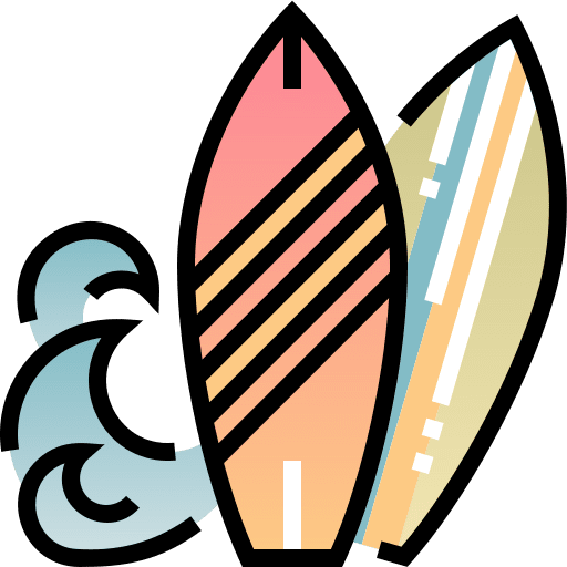 Surf board sports and competition summer surf board icon