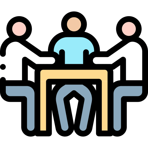 Third party meeting people table icon Third party meeting people table icon