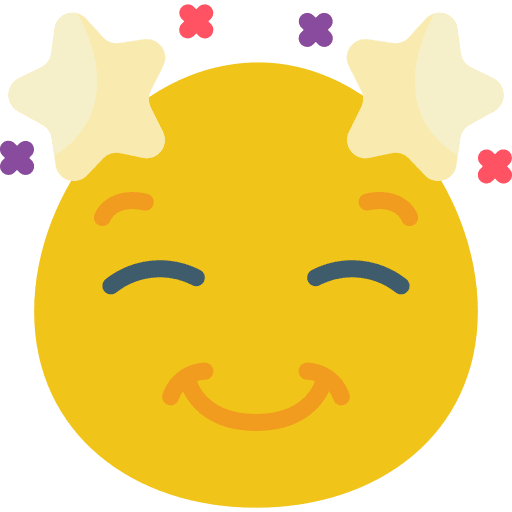 Happy face stars content icon