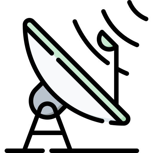 Telecommunications satellite dish electronics radar icon