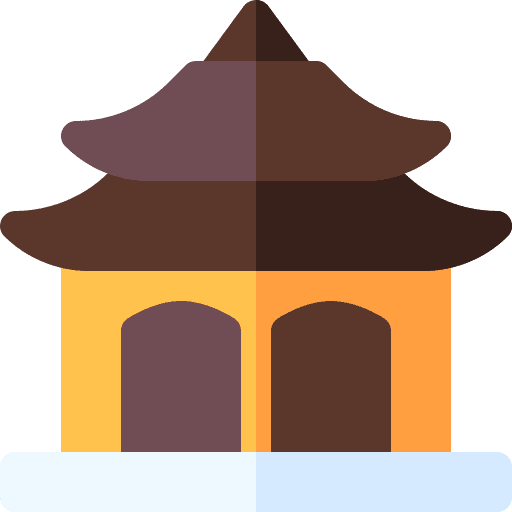 Shrine architecture and city worship temple icon