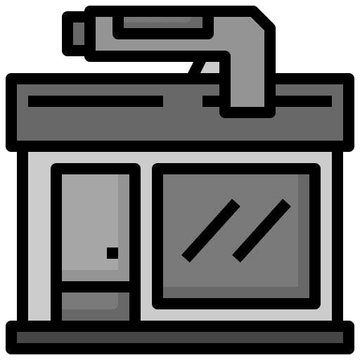 Gun shop architecture and city gun buildings icon