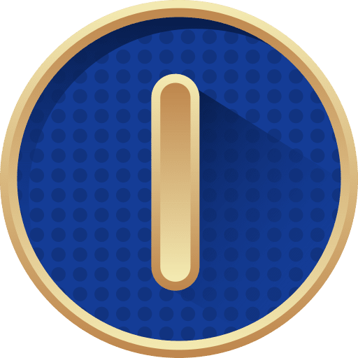 Letter i badges dotted golden icon