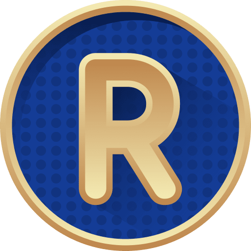 Letter r golden dotted badges icon Letter r golden dotted badges icon