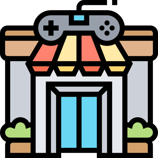 Game center store arcade architecture and city icon Game center store arcade architecture and city icon
