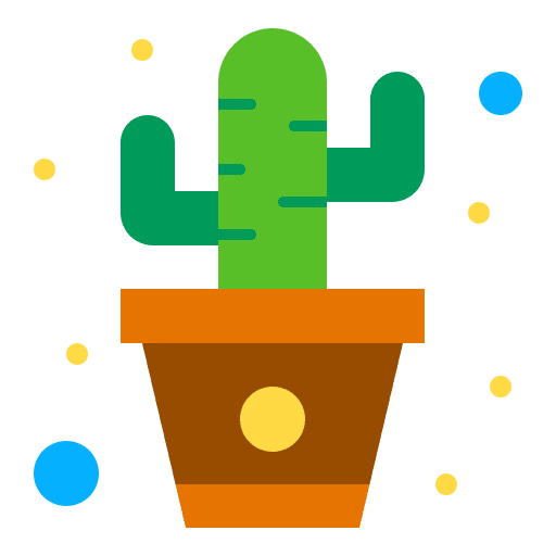 Cactus garden decoration pot icon