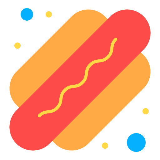 Hot dog food and restaurant sausage junk food icon