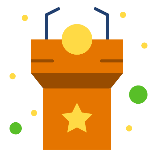 Podium microphone education debate icon