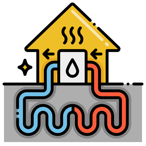 Geothermal energy heat reuse pump icon