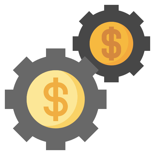 Money management dollar gear settings icon Money management dollar gear settings icon