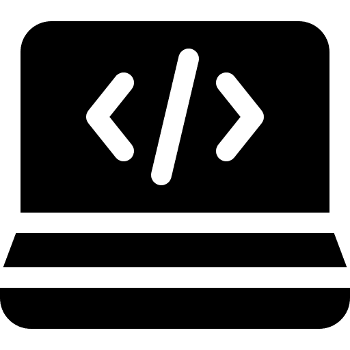 Developer programming laptop coding icon