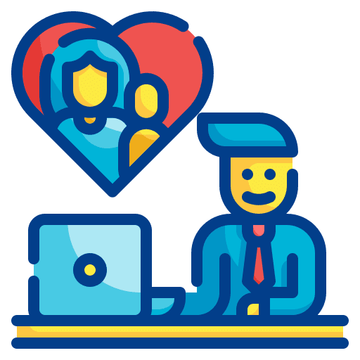 Family working business computer icon Family working business computer icon