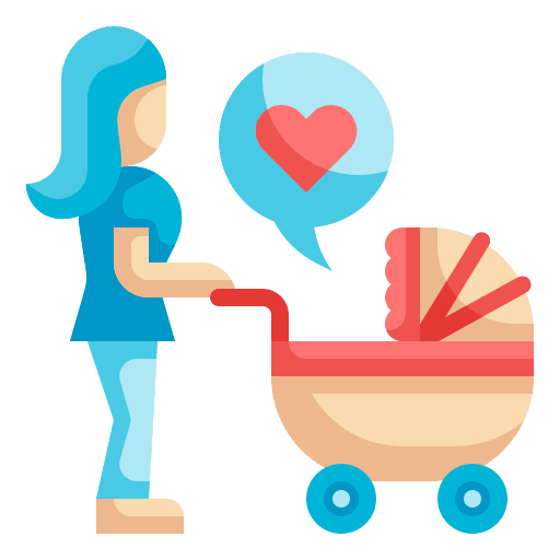 Stroller childhood baby woman icon