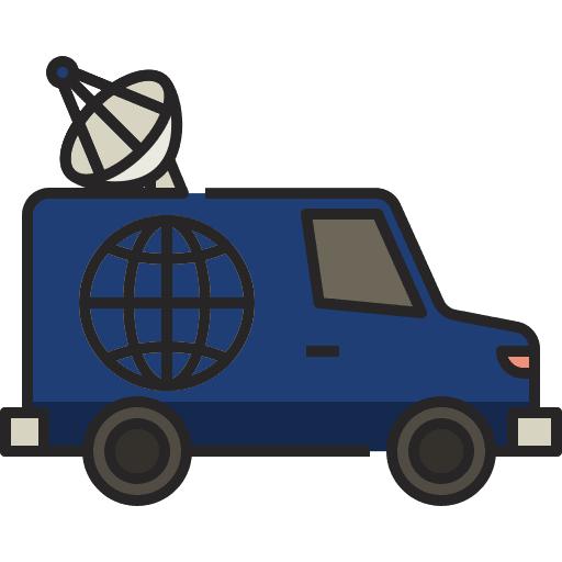 Van mobile unit antenna tv icon Van mobile unit antenna tv icon