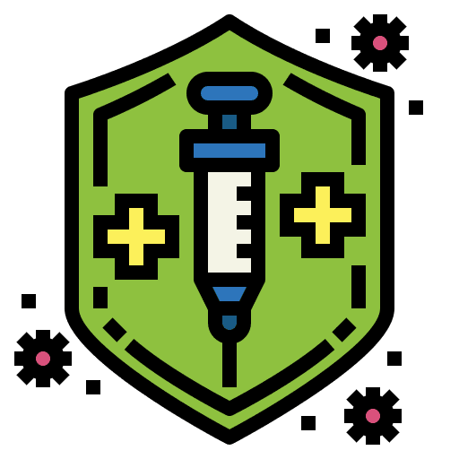Protected shield syringe healthcare and medical icon